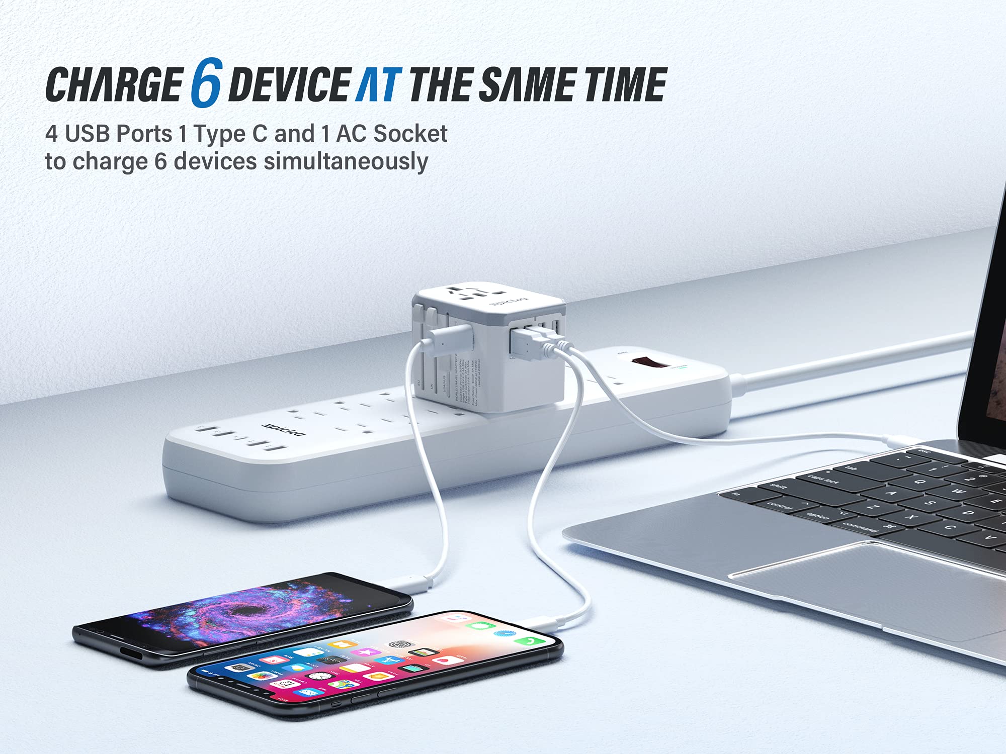 Universal Travel Power Adapter  Epicka All In One Worldwide International Wall Charger Ac Plug Adaptor With Smart Power Usb For